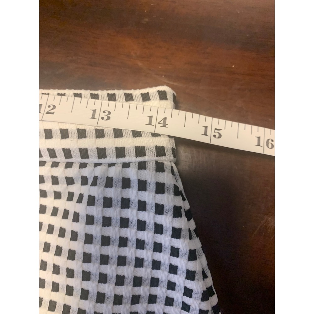 Banana Republic Gingham Flounce Hem Mini Skirt Black White Size 4 Zip Back - Picture 5 of 7